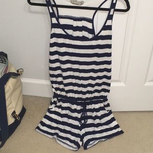 Navy striped romper